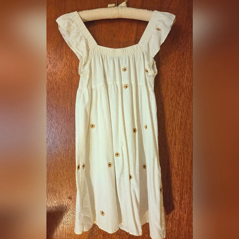 Wild Fable Cream Mini Dress with Gold Floral Embroidery - Picture 2 of 3